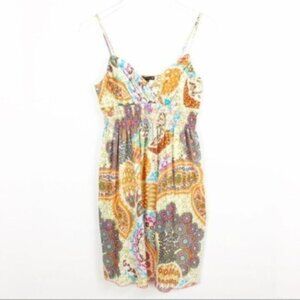 Hot Kiss | Women's Yellow & Orange Floral Print Spaghetti Strap Dress Size M